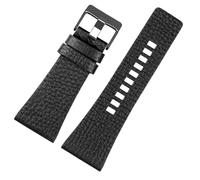 AMAUPCKCA 26MM 28MM 30MM 32MM for Bracelets de Montre Diesel Poignet for Hommes Bracelets de Montre de Grande Taille Police Noir Marron Bracelet en Cuir de Veau véritable(DS-1508 Black BK,28mm)
