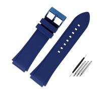 AMAUPCKCA Bracelet de Montre en Caoutchouc 22mm, Couleur Bleue, en Caoutchouc de Silicone, for Guess W0247G3 W0040G3 W0040G7, Bracelet de Montre de Sport de Marque(Black Blue Buckle)