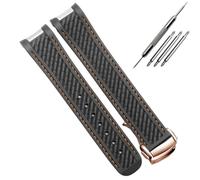 AMAUPCKCA Bracelet de montre en caoutchouc for montres de plongée Omega AT150 Seamaster 300 AQUA TERRA, bracelet en silicone noir et bleu, 20 mm(Black orange RG)