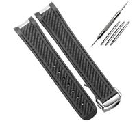 AMAUPCKCA Bracelet de montre en caoutchouc for montres de plongée Omega AT150 Seamaster 300 AQUA TERRA, bracelet en silicone noir et bleu, 20 mm(Black silver)