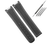 AMAUPCKCA Bracelet de montre en caoutchouc for montres de plongée Omega AT150 Seamaster 300 AQUA TERRA, bracelet en silicone noir et bleu, 20 mm(Black white no clasp)