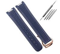 AMAUPCKCA Bracelet de montre en caoutchouc for montres de plongée Omega AT150 Seamaster 300 AQUA TERRA, bracelet en silicone noir et bleu, 20 mm(Blue white RG)
