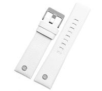 AMAUPCKCA Bracelet de montre en cuir véritable for Diesel DZ7257 1657 4323 7314 7313 7371, disponible en 22, 24, 26, 27, 28 et 30 mm, en noir, marron et blanc.(White silver,34mm)