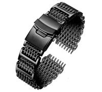 AMAUPCKCA Bracelet de Montre en Maille Requin, 20mm 22mm 24mm, Cool et Exceptionnel, for Seiko No.5, Casio, Huawei, Bracelet de Remplacement en Acier Inoxydable(Black,22mm)