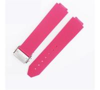 AMAUPCKCA Bracelet de Montre en Silicone de Haute qualité for HUBLOT, Bracelet en Caoutchouc étanche, Accessoires de Montre de Sport for Femmes, 15x21mm(Rose-Silver)