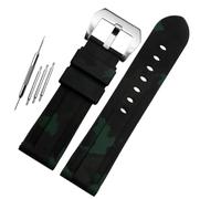AMAUPCKCA Bracelet de montre Panerai Diesel 22 mm, 24 mm, 26 mm, noir, bleu, camouflage, vert, en silicone étanche avec fermoir en acier(Cam green silver,26mm)