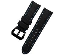 AMAUPCKCA Bracelet de montre sport en cuir noir et bleu for Panerai PAM441/01661 (22 mm, 24 mm, 26 mm) - Accessoires - Bracelets(Black blue black,26mm)