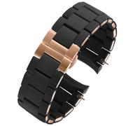 AMAUPCKCA Bracelet en Acier Silicone for Armani AR5906 AR5905 AR5890 AR5889 5858 5920 Homme 23mm Femme 20mm Bracelet en Caoutchouc for Bracelet de Montre(Black Rose Button,23mm)
