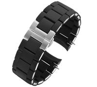 AMAUPCKCA Bracelet en Acier Silicone for Armani AR5906 AR5905 AR5890 AR5889 5858 5920 Homme 23mm Femme 20mm Bracelet en Caoutchouc for Bracelet de Montre(Black Steel Buckle,23mm)