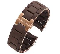 AMAUPCKCA Bracelet en Acier Silicone for Armani AR5906 AR5905 AR5890 AR5889 5858 5920 Homme 23mm Femme 20mm Bracelet en Caoutchouc for Bracelet de Montre(Brown Rose Button,23mm)