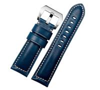 AMAUPCKCA Bracelet en Cuir de Vache véritable épais Vintage for Panerai for Luminor for Breitling for Hamilton Bracelet de Montre for Hommes 20mm 22mm 24mm 26mm Bracelet(Blue SK,24mm)