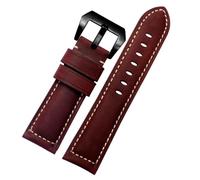 AMAUPCKCA Bracelet en Cuir de Vache véritable épais Vintage for Panerai for Luminor for Breitling for Hamilton Bracelet de Montre for Hommes 20mm 22mm 24mm 26mm Bracelet(Wine Red BK,24mm)