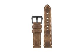 AMAUPCKCA Bracelet en cuir de vachette pleine fleur, fabriqué à la main, disponible en 20, 22, 23, 24 et 26 mm. Cuir italien épais de haute qualité, sans jointure sandwich.(Brown Brack buckle,24mm)