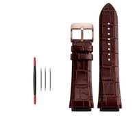 AMAUPCKCA Bracelet en cuir de vachette véritable for montre Guess W0247G3 W0040G7/0040G3, bracelet à embouts corne, 22 mm, coloris bleu, noir et marron(Brown rose gold)