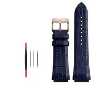 AMAUPCKCA Bracelet en cuir de vachette véritable for montre Guess W0247G3 W0040G7/0040G3, bracelet à embouts corne, 22 mm, coloris bleu, noir et marron(Blue rose gold)