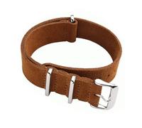 AMAUPCKCA Bracelet en cuir de veau souple en daim for Seiko for CITIZEN for Briston hommes et femmes Style Vintage couche de tête en cuir de vachette bracelet de montre de remplacement Acc(Brown-Silve