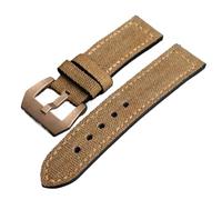 AMAUPCKCA Bracelet en Cuir et Toile, 20 22 24MM, adapté au Bracelet en cuivre for Montre en Bronze for Hommes, adapté au Bracelet en Cuir for Hommes PAM111 411(Khaki Bronze Buckle,20mm)