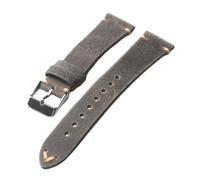 AMAUPCKCA Bracelet en cuir gris anthracite vintage fait main, style Commander, tailles 18, 19, 20 et 22 mm.(Silver buckle,21mm)