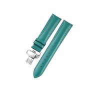 AMAUPCKCA Bracelet en cuir souple à motif litchi for montres Cartier, Omega, Casio et Fossile, orange et vert, tailles 18, 19, 20 et 22 mm. Accessoires inclus.(Green-silver,12mm)