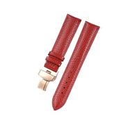 AMAUPCKCA Bracelet en cuir souple à motif litchi for montres Cartier, Omega, Casio et Fossile, orange et vert, tailles 18, 19, 20 et 22 mm. Accessoires inclus.(Red-rose,21mm)