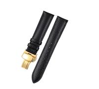 AMAUPCKCA Bracelet en cuir souple à motif litchi for montres Cartier, Omega, Casio et Fossile, orange et vert, tailles 18, 19, 20 et 22 mm. Accessoires inclus.(Black-gold,12mm)