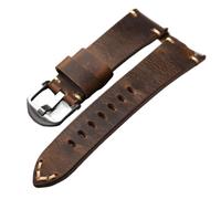 AMAUPCKCA Bracelet homme en cuir marron à effet changeant, fait main, style vintage, tailles 20, 22, 23 et 24 mm, compatible avec le bracelet PAM111 441 en bronze.(Silver clasp,26mm)