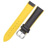 AMAUPCKCA Bracelets de Montre en Cuir et Caoutchouc for Hommes et Femmes, 18mm, 20mm, 22mm, avec Boucle en Acier, Noir, Jaune, Orange(Yellow,22mm)