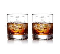 AMAVEL - 2 Verres à Whisky - Le Marié/La Mariée - Gravure personnalisée - [NOM] et [Date] - Cadeau de Mariage - Tumbler - Idée Cadeau Originale - Verre à Whisky - Cadeau Romantique - Volume : 320 ML