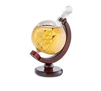 AMAVEL - Carafe à Whisky en Forme de Globe - Fermeture étanche - Bouteille avec Bateau et Gravure Carte du Monde - Décanteur - Fabriqué Main - Volume : 650 ML