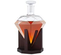 AMAVEL Carafe à whisky en verre avec couvercle : carafe à whisky en forme de diamant avec fermeture hermétique, carafe en verre pour gin et rhum, cadeau Wiskey pour homme, fabriqué à la main