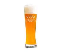AMAVEL Verre à Bière Blanche avec Gravure Personnalisée, Joyeux Anniversaire 30 Ans, Prénom, env. 0,5 L