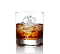 AMAVEL - Verre à Rhum avec Gravure - Voilier avec Ancre - Capitaine Papi - Personnalisé avec [NOM] - Verre à Whisky Tumbler - Cadeau pour Les Grands-pères - Volume : 320 ML