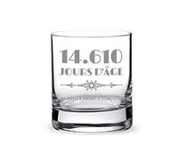 AMAVEL Verre à Whisky avec Gravure pour l'anniversaire, 40 Ans, 14 610 Jours d'âge mais Qui s'amuse à Compter, Tumbler, Idée Cadeau d'anniversaire pour Hommes et Femmes
