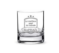 AMAVEL Verre Tumbler Droit de Dégustation pour Whisky, Rhum, Cognac avec Gravure, Blason Personnalisé pour Grand-père, Prénom, 320 ML