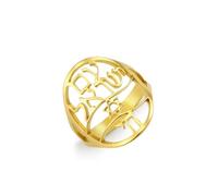 Amaxer Bague Am Israel Chai pour femme Etoile de David Juif Judaïque Hébreu Kabbale Bague de bénédiction Bague de doigt religieuse (Gold, Diamètre 17mm)