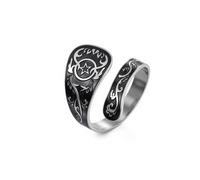Amaxer Bague Boho Vintage Pentagramme Vigne Cuillère pour Femmes Acier Inoxydable Amulette de Protection Bijoux Étoile Pentagramme Bague Ouverte Ajustable (Argent)