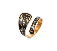 Amaxer Bague Boho Vintage Pentagramme Vigne Cuillère pour Femmes Acier Inoxydable Amulette de Protection Bijoux Étoile Pentagramme Bague Ouverte Ajustable (Or)