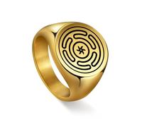 Amaxer Bague chevalière symbole roue d'Hécate pour homme déesse Hecate symbole magique amulette bagues pour homme femme, Acier inoxydable, Pas de pierre précieuse
