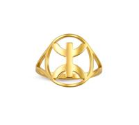 Amaxer Bague chic symbole berbère africain pour femme en acier inoxydable style amazigh africain kabyle ethnique berbère bague délicate bijoux (doré, 18mm)