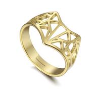 Amaxer Bague de renard pour femme pour femme Bague en or en acier inoxydable ajustable en origami creux découpé