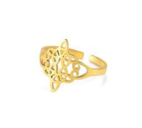 Amaxer Bague de sorcière en acier inoxydable avec nœud celtique pour femmes - Amulette de sorcellerie vintage à motif creux réglable - Bijoux de doigt ouverts pour femmes et filles, Métal