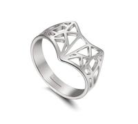 Amaxer Bague en renard pour femme pour femme, bague animalière ton argent en acier inoxydable réglable en origami creux découpé