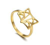 Amaxer Bague Femme de Renard en Acier Inoxydable Bague Animal Réglable en Origami Creux (Or05)
