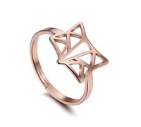 Amaxer Bague Femme de Renard Or Rose en Acier Inoxydable Bague Animal Réglable en Origami Creux