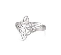 Amaxer Bague nœud de sorcière pour femme en acier inoxydable avec amulette vintage ajourée et réglable - Cadeau pour femmes et filles, Métal