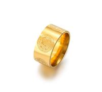 Amaxer Bague Saint Benoît de Nursie pour homme Bague religieuse avec croix romaine catholique Saint Benoît Exorcisme Protection religieuse pour homme et femme (Or, 19mm)
