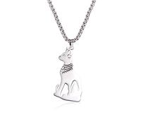 Amaxer Bastet Collier avec pendentif chat déesse égyptienne ancienne statue Bastet en acier inoxydable Boîte cadeau pour femme et homme