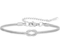 Amaxer Bracelet avec pendentif en forme de nœud d'amour pour les femmes Double chaîne serpent Noeud d'amour celtique Bracelet réglable en acier inoxydable, Medium, Acier inoxydable, acier inoxydable