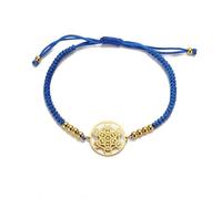 Amaxer Bracelet bohème en corde tissée pour femme - Géométrie sacrée - Protection métatron - Déclaration de protection - Bracelet en corde creuse réglable (Or bleu)