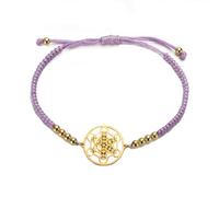 Amaxer Bracelet bohème en corde tissée pour femme - Géométrie sacrée - Protection métatron - Déclaration de protection - Bracelet en corde creuse réglable (Violet-Or)